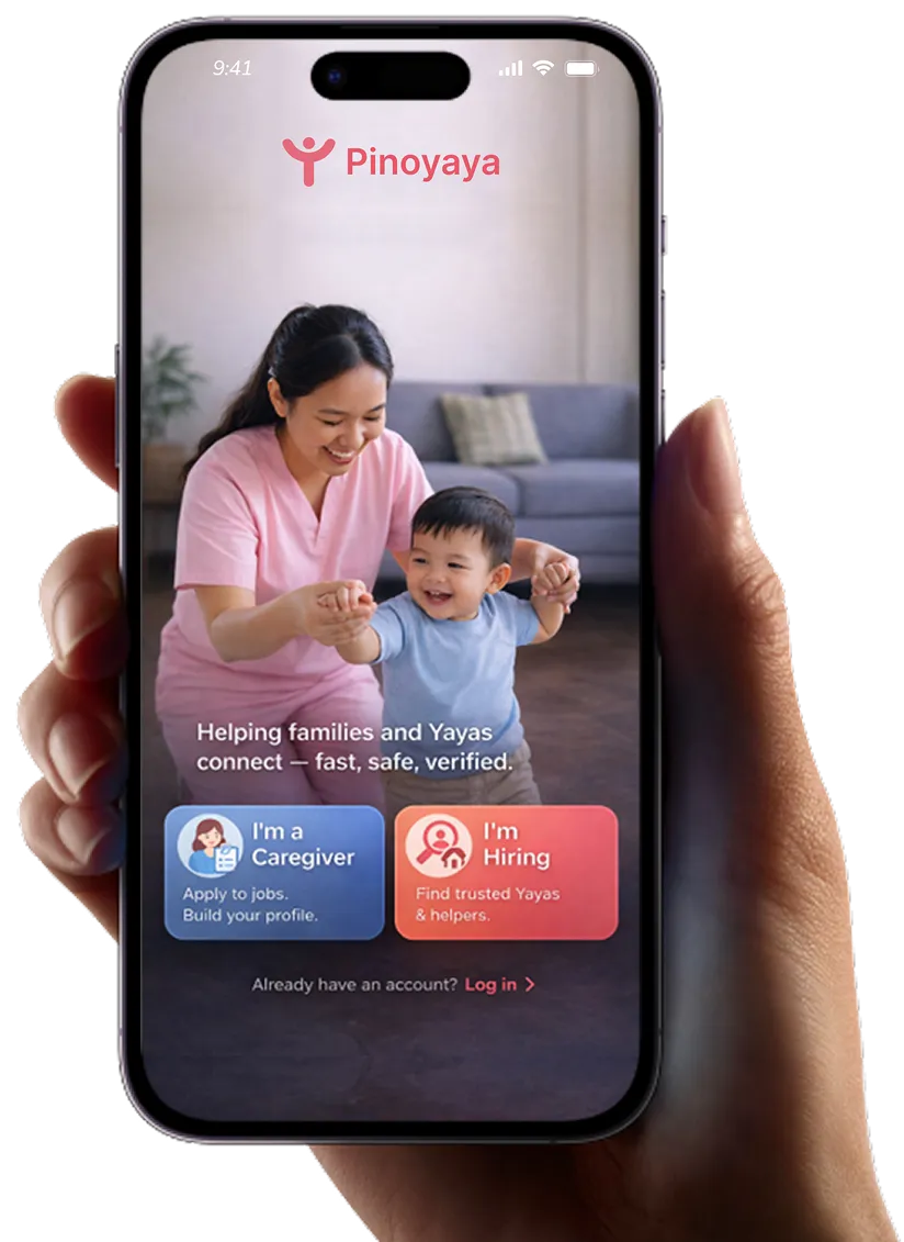 A verified caregiver helping a toddler take their first steps